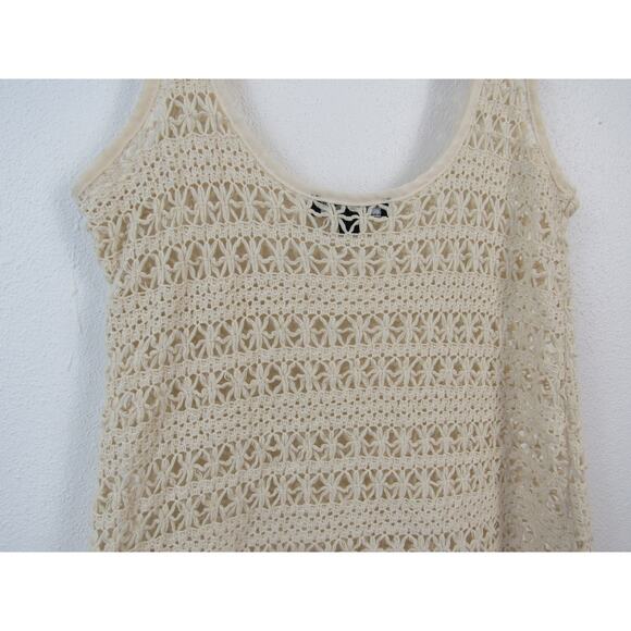 Sanctuary Small Cream Woven Crochet Tank Top Scoop Neck Bohemian Trendy Earthy - Picture 6 of 6